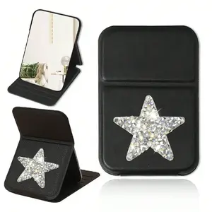 Mini Silver Color Shiny Star Makeup Mirror, Foldable Portable Travel Mirror, Compact Desktop Beauty Tool, Best Gift for Mom and Teacher, Trifold Mirror