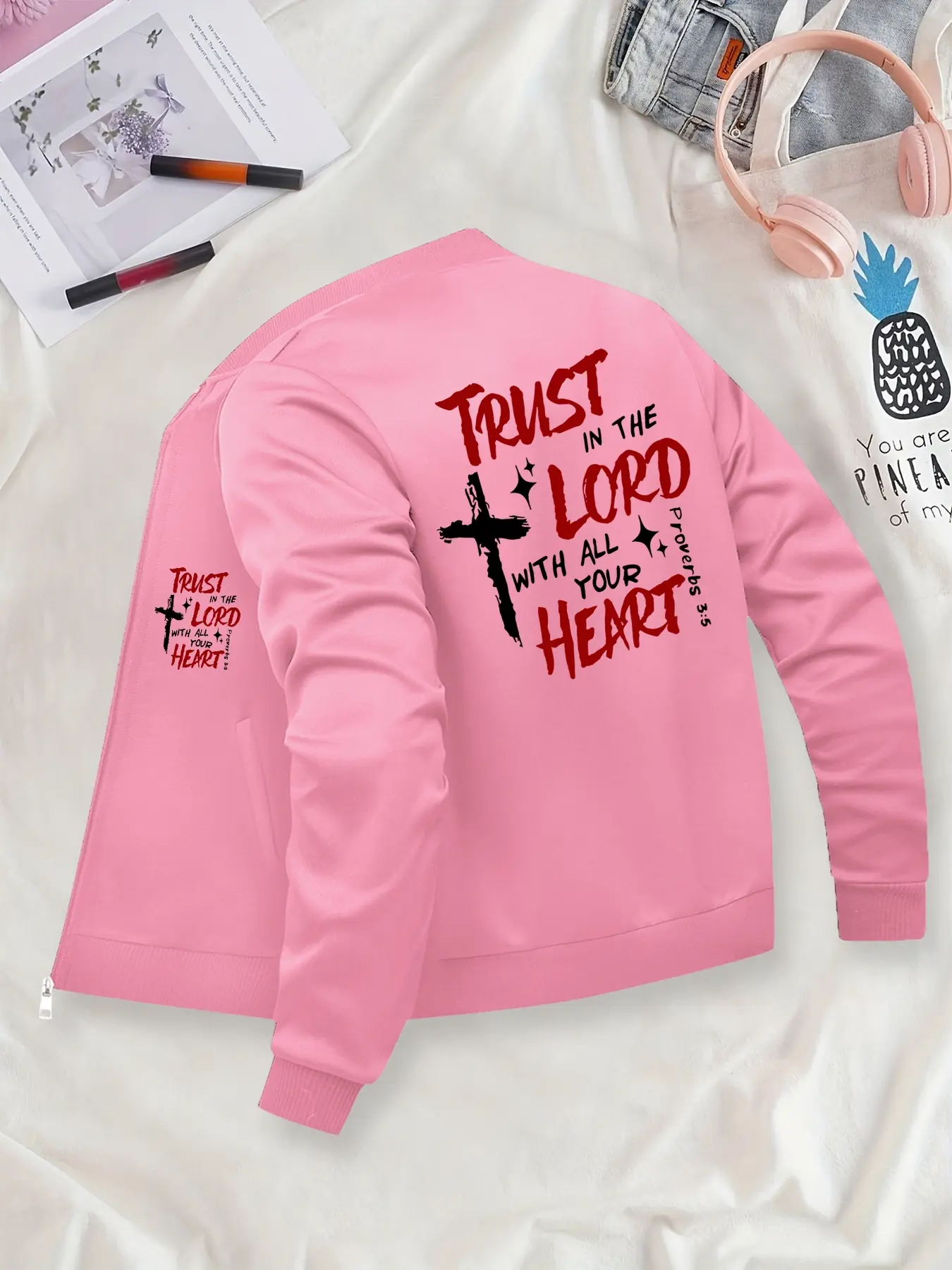 Christian Faith Cross Graphic Printed Long Sleeve Jacket & Coats - Unisex Loose Casual Outerwear, Suitable for Casual Outdoor Sports, Fashionable & Durable for All Seasons, Ideal for Daily Activities, Gifting & Work.