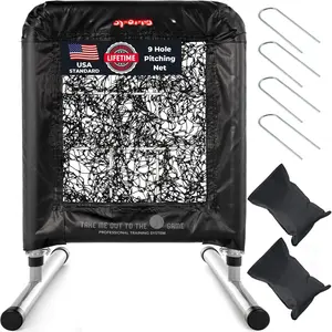 Heavy-Duty 9 Hole Pro Style Baseball & Softball Pitching Net with Strike Zone Target - Adjustable Portable Design