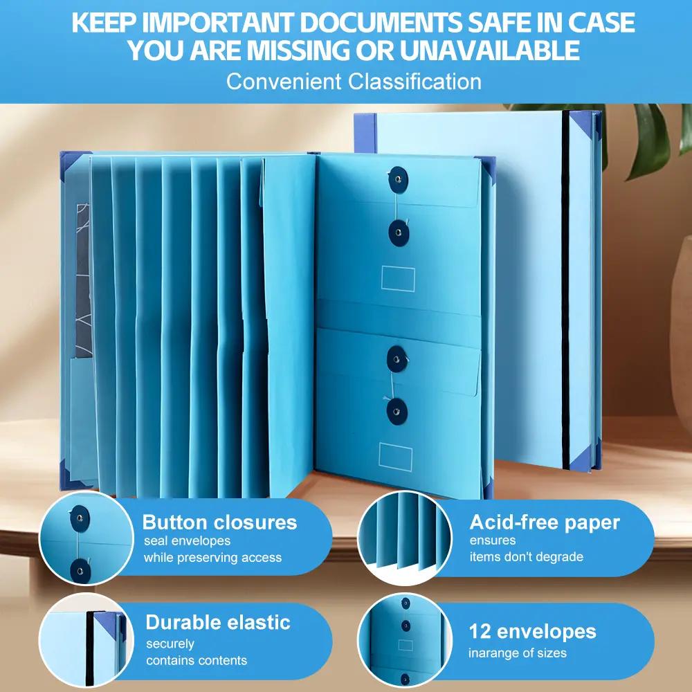 Accordion File Organizer with Manila Pockets, Document Folder for Passports, Birth Certificates and Important Documents, Perfect for Home & Office Storage