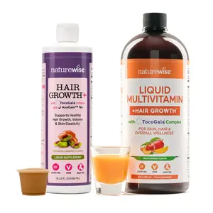 NatureWise Grow Back Bundle - Liquid Multivitamin + Hair Growth & Hair Growth Plus - Sugar Free Hair Growth Supplements - Non-GMO - No Artificial Colors or Flavors - For Men & Women - USA Manufactured