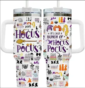 Hocus Pocus 40oz Tumbler, Hocus Tumbler with Handle 40oz, Halloween Gifts for Movie Lovers, Halloween Gift Insulated Cup, Gift for Family and Friends