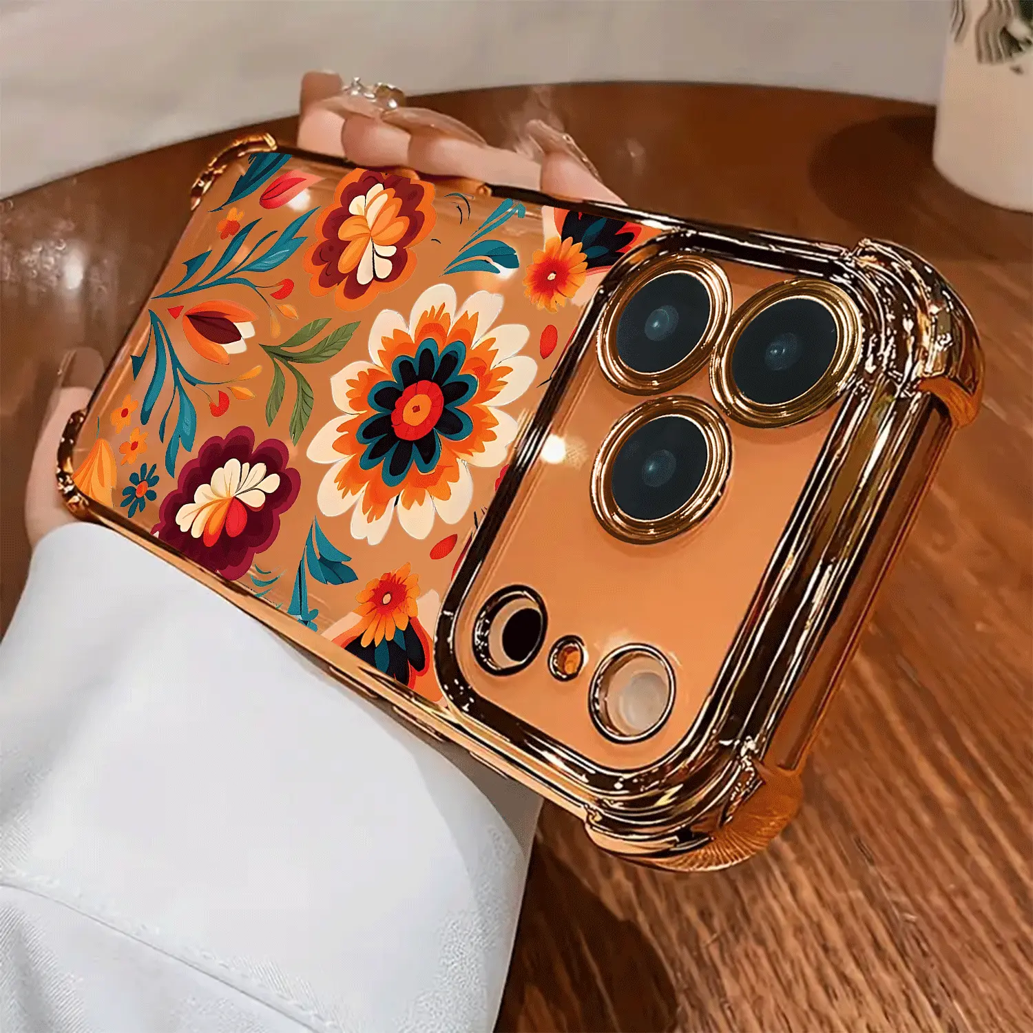 Creative colorful floral pattern, new electroplated transparent TPU phone case, stylish shockproof and personalized creative design, compatible with iPhone 17/16/15/14/13/12/11/X/XS/XSMAX, suitable as a holiday gift for friends, family, or yourself., Fits