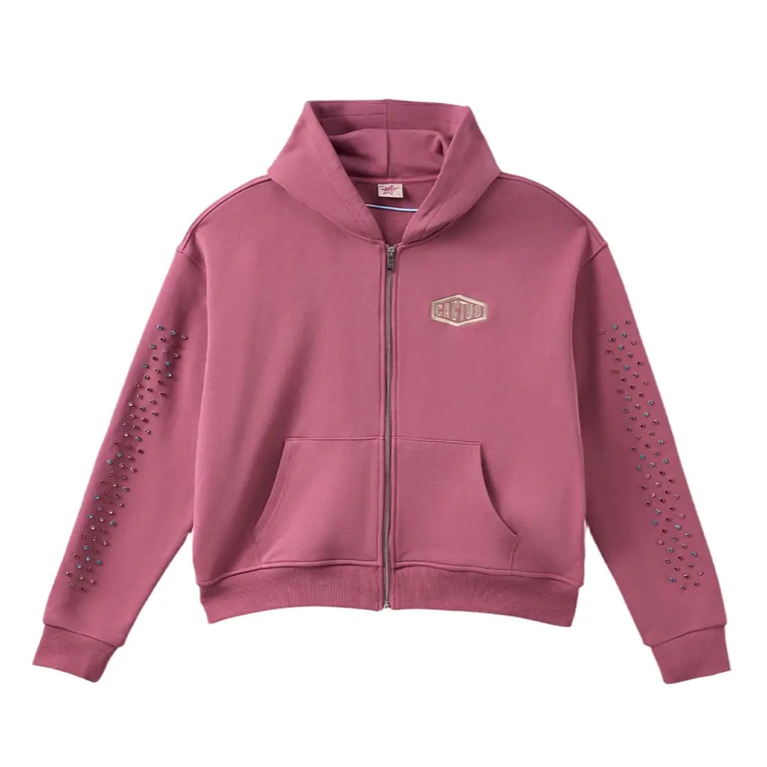 Cactus Valley Crystal Cactus Zip Hoodie Raspberry