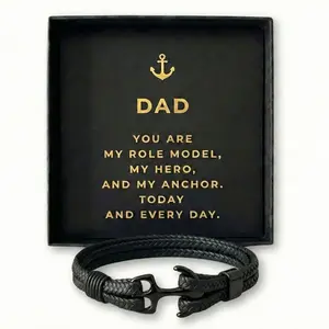 Anchor Bracelet for Dad with "You Are My Anchor" Message Card, Gift Box for Father’s Day, Birthday
