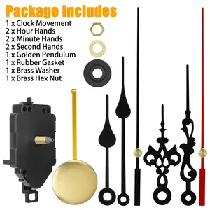 Quartz Pendulum Clock Movement Kit, DIY Wall Clock Repair Replacement Set, 2 Sets of Hands, Suitable for Most Clocks, Universal Compatibility, Home Clock Component