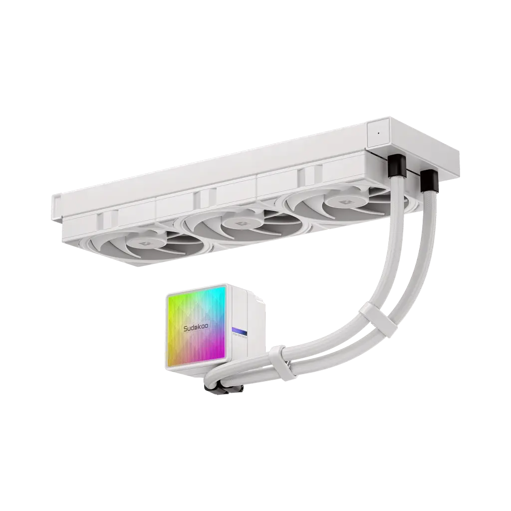 Sudokoo NEXAURA 360 WHITE CPU Cooler with ARGB Diamond Glow & Adjustable Speed 2500-3600 RPM for Intel & AMD