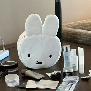 Miffy Bear Cosmetic Bag Fluffy Rabbit Makeup Pouch Travel Toiletry Organizer Jewelry Box Portable Storage Case