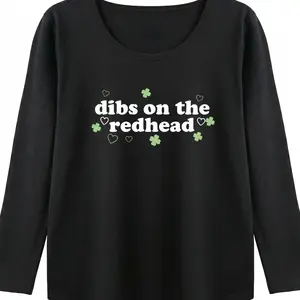 Women's Funny Friend Group T-Shirt, "Dibs on the Redhead" Humor Print, Night Out Casual Tee, Soft Summer Crewneck Summer Womenswear