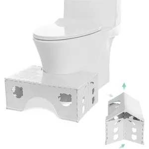 Foldable Toilet Stool, 7inches  Bathroom Squatting Posture Poop Stool with Anti-Slip , A Good Helper to Effective  of Constipation, Easy to Storage Toilet Squat Stool.