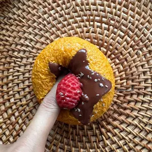 Strawberry Chocolate Floss Bread Mini Taba Squishy - ADHD Fidget Toy DIY Keychain