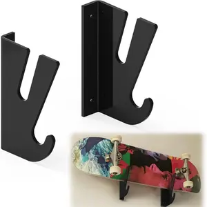 2pcs Wall Mounted Skateboard Holder Dual-layer Storage Rack For Efficient Display And Organization Living Room Garage Design