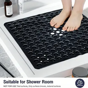 1pc Non-slip PVC Bathroom Mat with Suction Cup, Designed to Accelerate Water Flow, Prevent Slipping, And Is Easy to Clean, Measuring 20.87X20.87inch,Home Decor