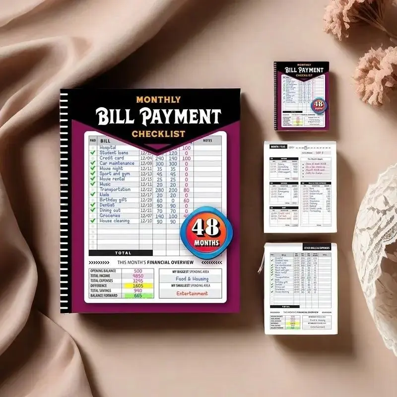 Bill Payment Tracker - Paperback 960 Records for 4 Years Bank Account Tracking Debt Payoff Planning Expense Tracking Durable Bound Notebook for Monthly Financial Overview & Budgeting Daily Planner