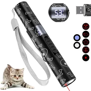 7-In-1 Digital Display Pet Laser Cat Toy, USB Rechargeable, 5 Adjustable Modes, Training, UV Detection, Indoor Use, Suitable for Cats and Dogs