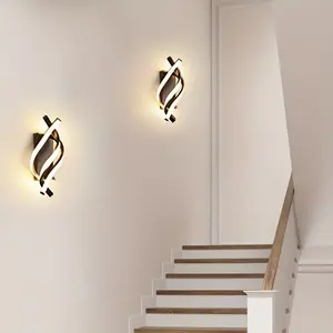 2024 19W Modern LED Indoor Wall Light - Stylish Curved Design, 1620 Lumens Warm White Glow, Durable Black Finish - Perfect for Bedroom & Living Room Ambiance