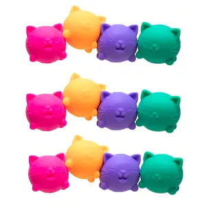 2026 New 4 Pack Gummy Kitty & Sugar Ball Designs Anxiety Relief & Focus Ball Maltose Filled Squeeze Cat for Sensory Play Sensory Fidget Slow Rising Cat Squishy Stress Ball
