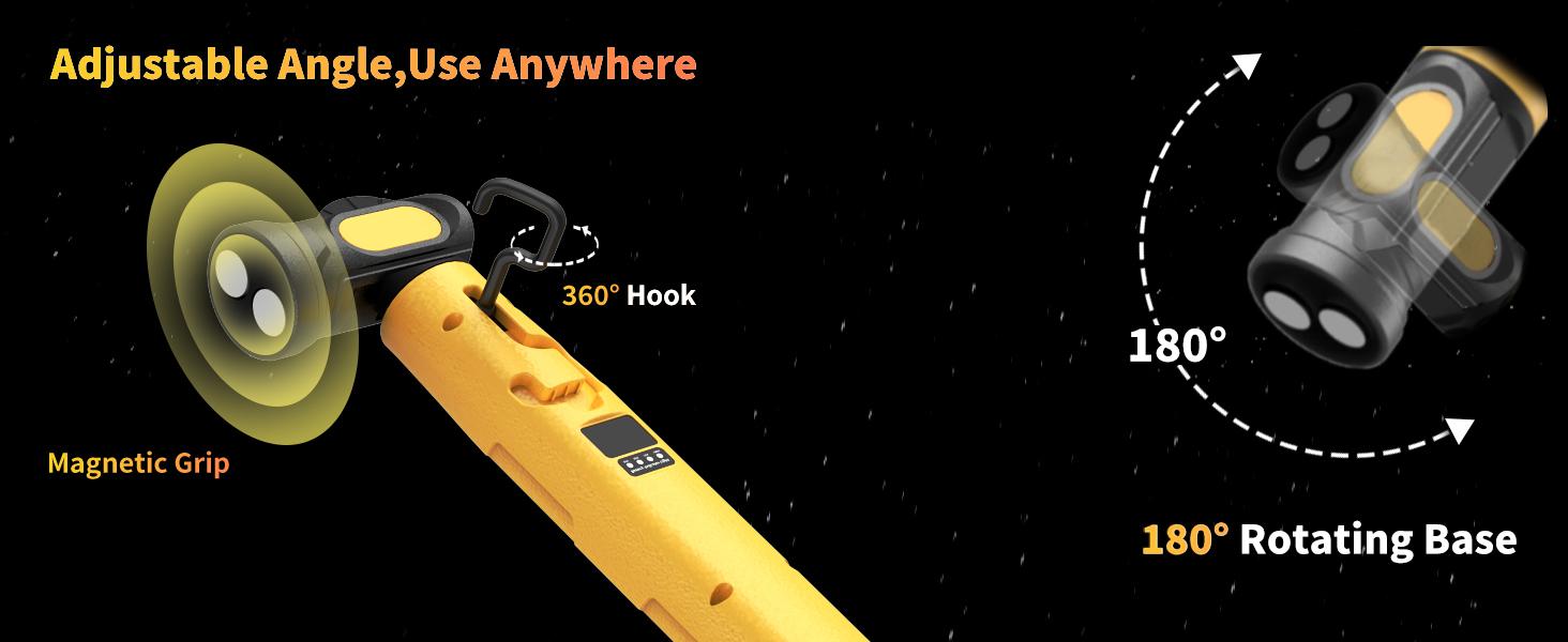 Work Light for Mechanic,3000LM LED Work Lights,5200mAh Rechargeable Magnetic Light bar,Portable Automotive Tools Underhood Light with Hooks for Car Garage Workshop Emergency,Gifts for Him, Yellow
