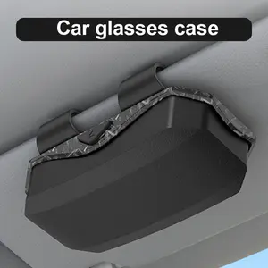 Sunglasses Holder for Car Sun Visor, Auto Eyeglasses Protective Storage Case, Vehicle Visor Accessories Organizer Box Leather Wrap Magnetic Design