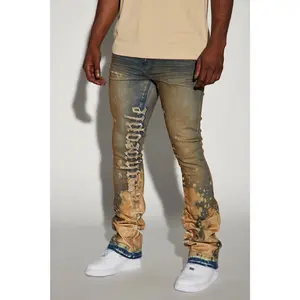 See It Through Bleached Stacked Skinny Flare Jeans - Vintage Wash