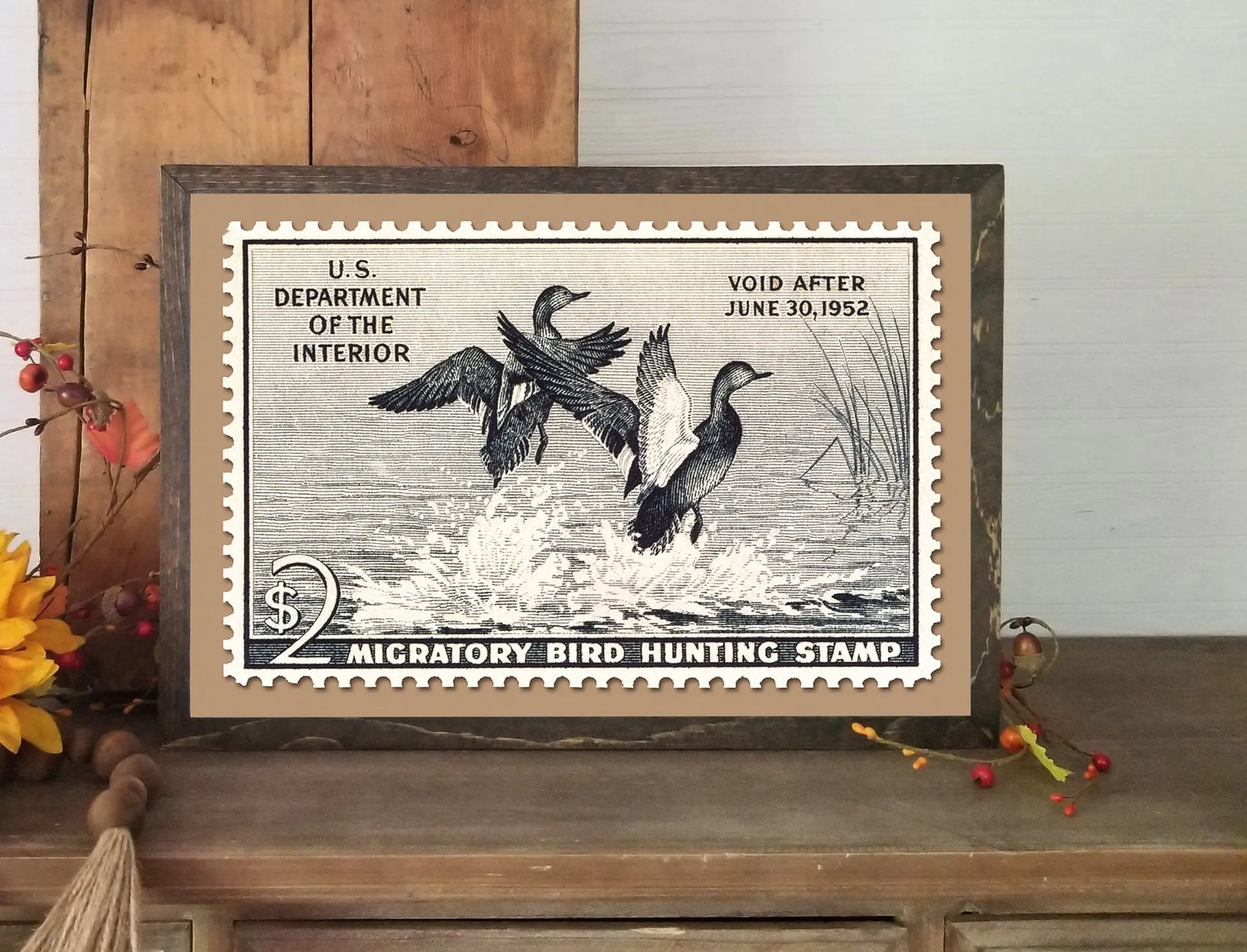 1951 Duck Stamp Poster, Duck Hunting Art, Vintage Wildlife Poster, Classic Wall Decor For Rustic Cabins Gift Decoration