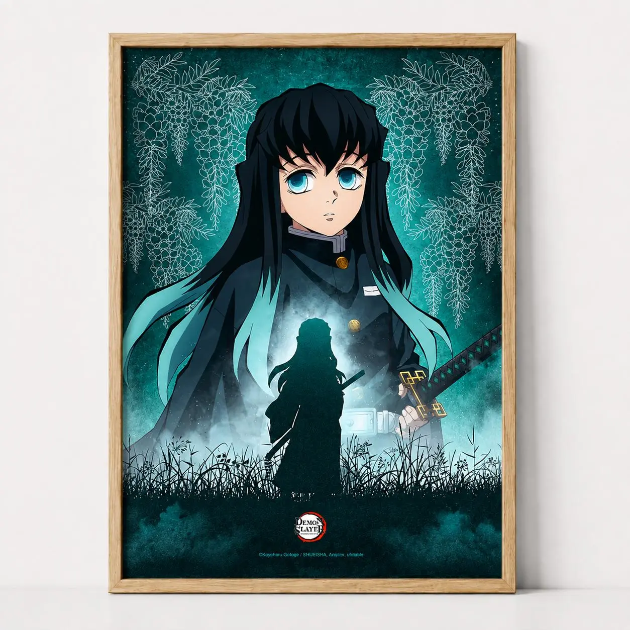 Muichiro Tokito Mist Hashira Canvas Print, Demon Slayer Teal Swordsman Wall Art, Japanese Anime Katana Warrior Decor, Manga Bedroom Artwork, Gaming Room & Fan Gift