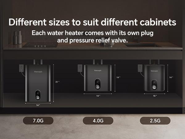 Gen II Vancepic 2.5-Gallon Electric Mini-Tank Water Heater, 120V, 1440W Instant Hot Water for Point-of-Use, Quick and Easy Installation, Compact Under-Sink or RV Design, Floor Mounting