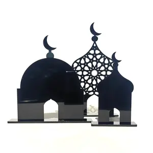 3pcs Ramadan Acrylic Sign Desktop Decoration, Happy Ramadan and Eid Mubarak, Home Decor for Living Room Kitchen Fireplace Dining Table