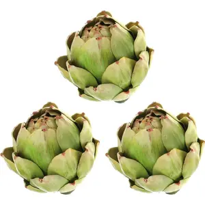 3Pcs Large Faux Artichokes, Fake Fruit and Vegetable for Home Kitchen Table Decor, Fake Artichoke Decor for Bowls