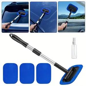 1 Set Garden Cleaning Brush Tool,Including Windshield Cleaner Tool,Microfiber Car Window Cleaner with 4 Reusable and Washable Microfiber Pads and Extendable Handle Auto Inside Glass Wiper Kit,Tools & Hardware
