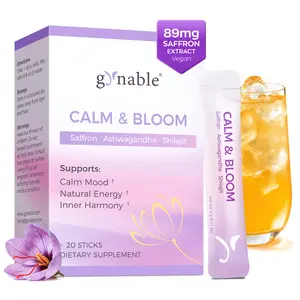 Gynable saffron supplement Calming Drink Mix with 8--in--1 ashwagandha saffron Vitamin B6 Magnesium Glycinate & L-Theanine Passionflower Shilajit supplements Supports Cortisol Balance Mood Sleep Energy 20 Servings Travel Packets Natural Dietary Supplement