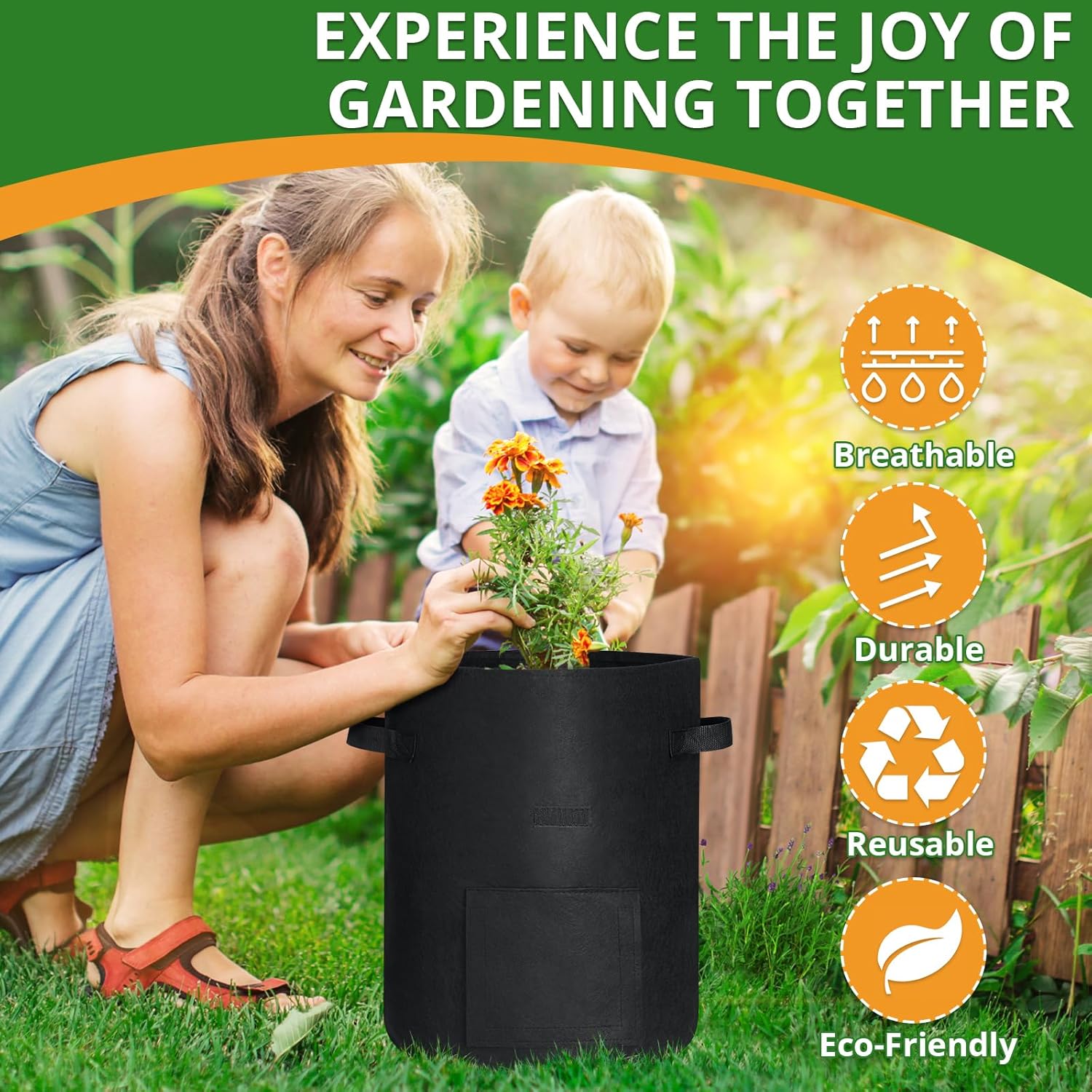 GOTGELIF 6 Pack 10 Gallon Potato Grow Bags with Flap, Thickened Nonwoven Fabric Grow Bags for Growing Potatoes, Carrots, Onion, etc Vegetables, Plants & Fruits - Black magnetic levitation GOTGELIF 6 Pack 10 Gallon Potato Grow Bags with Flap, Thickened Nonwoven Fabric Grow Bags for Growing Potatoes, Carrots, Onion, etc Vegetables, Plants & Fruits - Black magnetic levitation