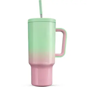Stainless steel straw cup cup large capacity thermos cup cold handle car cup car ice cup