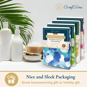 ComfiTime Shower Curtain - Heavy Duty Mildew-Resistant Fabric Bathroom Curtain, Waterproof, Machine-Washable, Weighted Hem, Rose Petal Floral Design, 72" W x 72” H,Blue