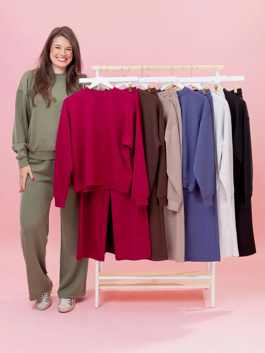 Zenana Scuba Crewneck Pullover & Pant Set | S-L