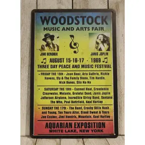 Woodstock Tin Sign Live Concert Festival 1969 Vintage Ad Metal Poster Replica XZ
