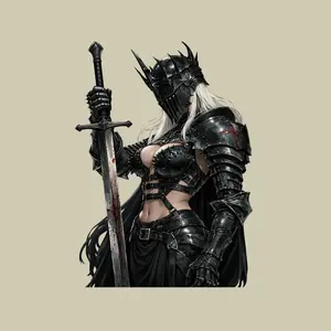 Female Dark Knight Armor Sticker, Gothic Warrior Girl Sword Decal for Laptop Car Gear