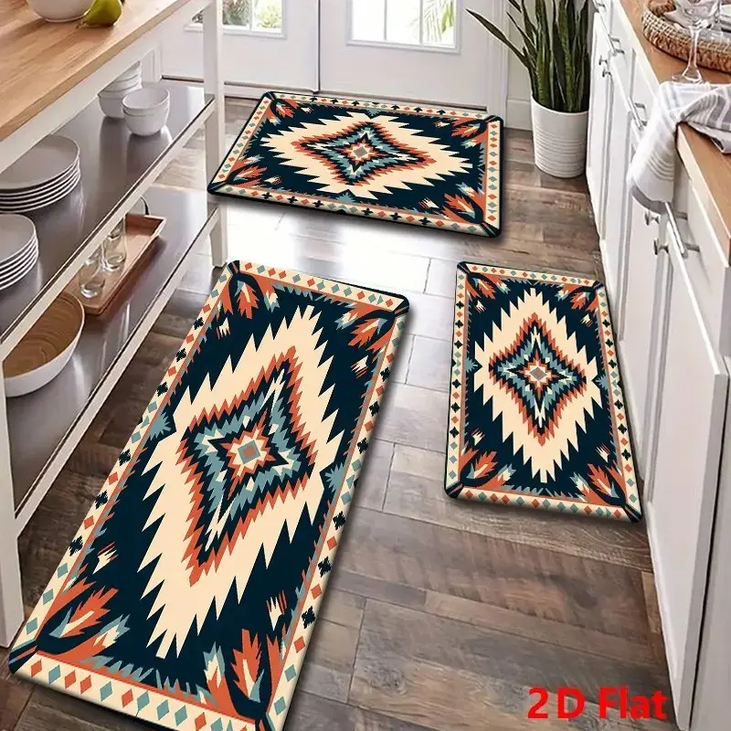 Navajo Style Geometric Pattern Floor Mat,Diatomaceous earth, Durable Print Door Mat, Living Room Decor, Bedroom, Bathroom, Kitchen, Laundry Room, Study Room