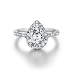 Pear Cut Moissanite Ring 925 Sterling Silver – Elegant Engagement & Anniversary Gift for Her