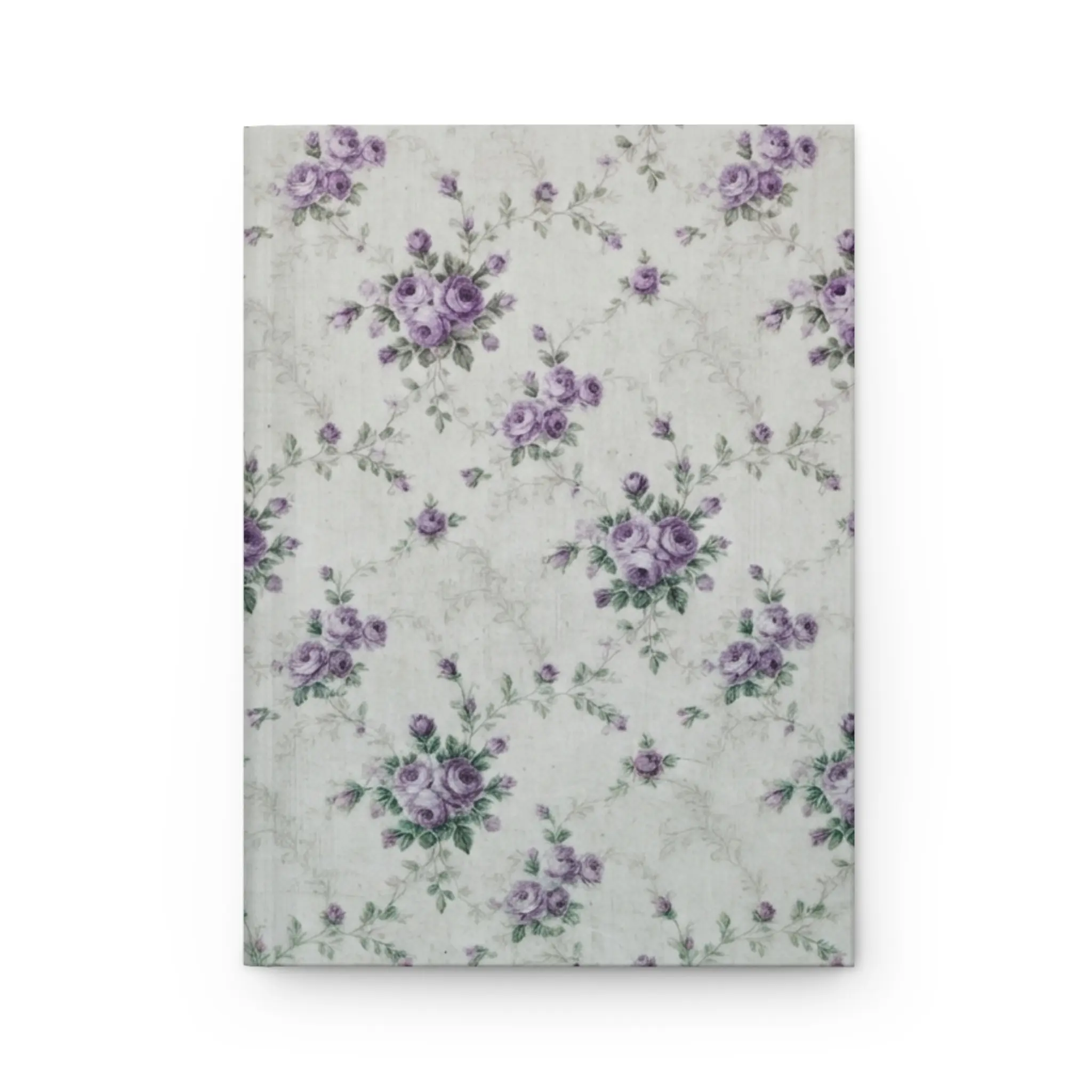 Vintage Purple Rose Pattern Hardcover Journal | Floral Notebook, Matte