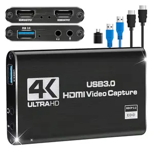4K Video Capture Card, 4K 1080P 60FPS Video Game Capture Card for OBS Game Capture, Audio and Video Capture Card, Compatible with PS4, PC, OBS, Cameras, and PC Accessories