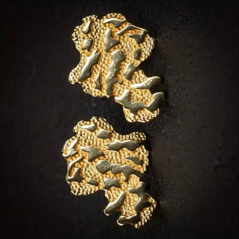 Gold Plated Nugget Style Statement Earrings – Chunky Y2K Jewelry