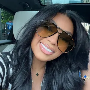 Oversized Oval Punk Pilot Sunglasses Women Big 2025 LuxuryVintage Metal Frame Sun Glasses for Ladies UV400 Shield Eyewear