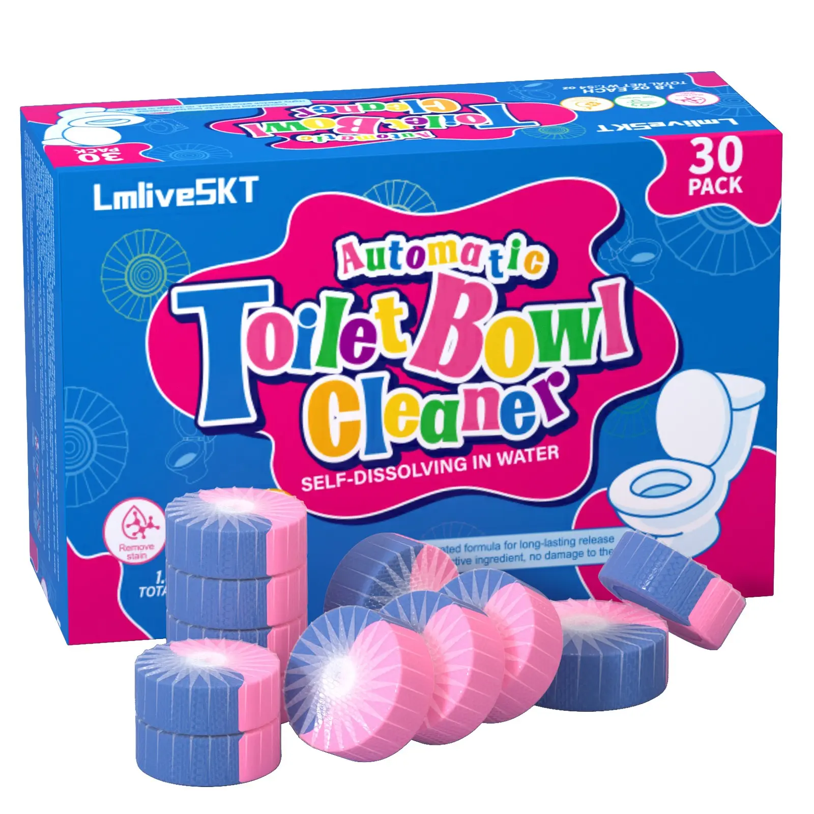 30pcs Acidic Professional Toilet Cleaner Dual-Color Foam, Toilet Bowl Cleaners, Multi-Functional Automatic Toilet Cleaner & Deodorizer, Home Use Cleaning Agent, Household Cleaning Supplies, Essential Cleaning Products, Scented Cleaning Products