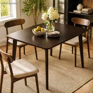 Rustic Farmhouse Rectangular Solid Wood Kitchen Table - Heavy-Duty Frame, Smooth Top, Easy Assembly, Espresso Finish, Minimalist Indoor Casual Compact Dark Dual-Purpose Dining Table, Modern Furniture, Compact Dining Tables