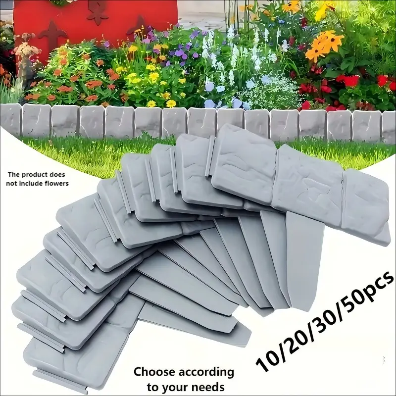 10/20/30/50Pcs Garden Landscape Border Fence Set, Plastic Garden Edging Fencing, Decorative Barrier for Lawn & Vegetable Garden, Easy to Install Outdoor Space Patio & Yard Decor Fence