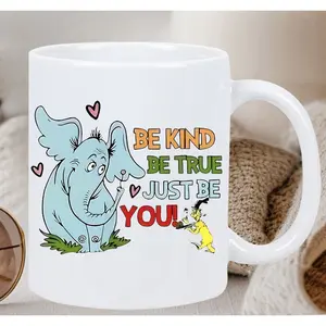 1pc Dr. Seuss Elephant Ceramic Coffee Mug 11oz - Inspirational Quote, Insulated, Reusable, Hand-Wash Only - Perfect Gift for All Ages