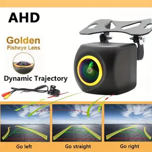 Full HD Dynamic Trajectory Backup Camera with Wide Angle Fisheye Lens, Surface Mount, ≤36V Operation, Car Security Cameras for SUV, Truck, RV, Camper, and Van - Smart Steering Assistance