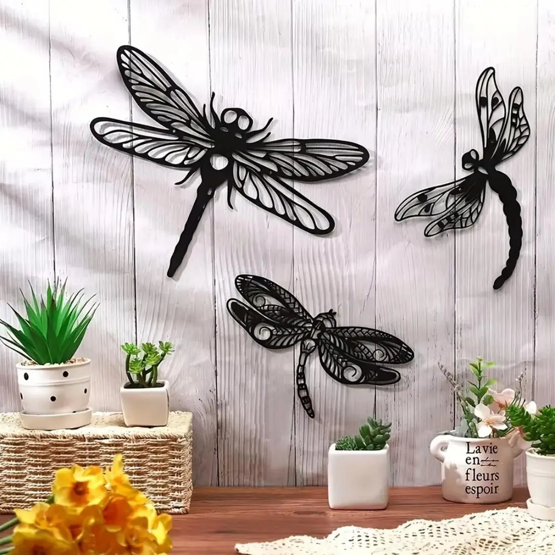 Dragonfly Design Wall Art, 3 Counts/set Metal Wall Decor, Wall Art Decor for Home Living Room Bedroom Garden Office