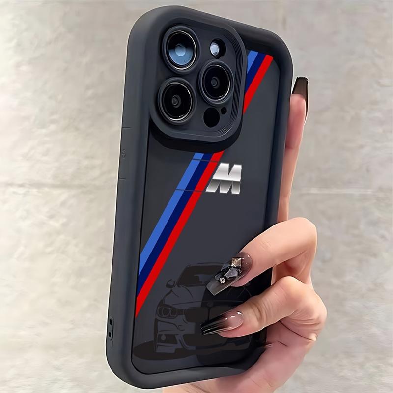Bmw Racing Pattern Phone Case for iPhone 17 Air 16 15 14 13 12, Soft Tpu Back Cover, Anti-Drop Protection, Fashionable Durable Design